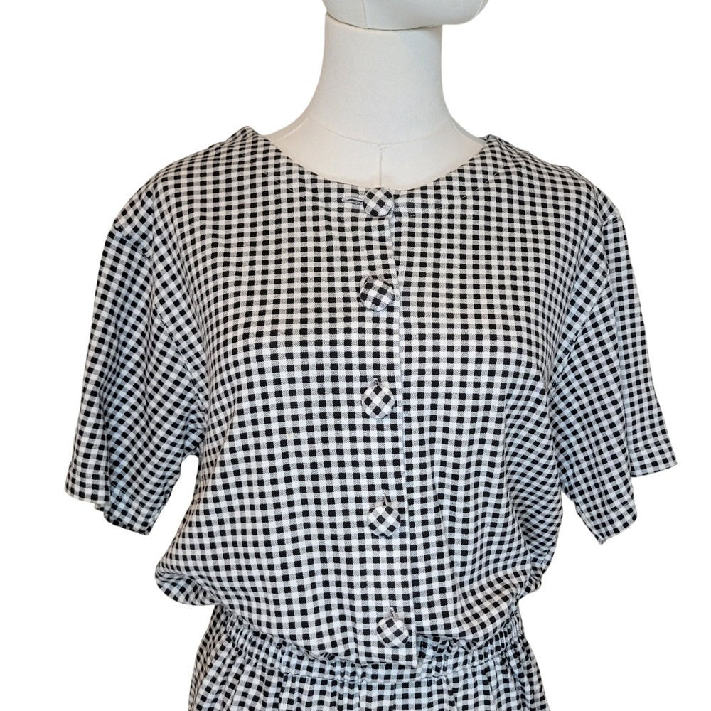 FADS Vintage Buffalo Plaid Romper L Gingham Button Cottagecore Summer Retro - Picture 4 of 7